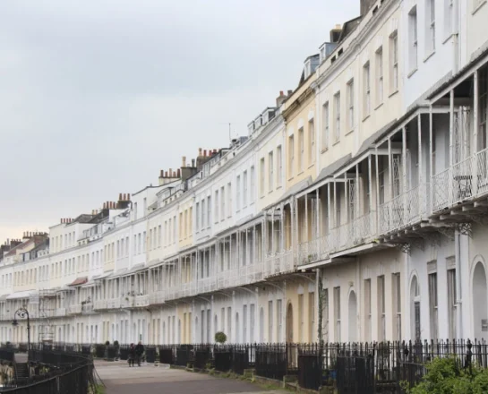 A row of terraced townhouses